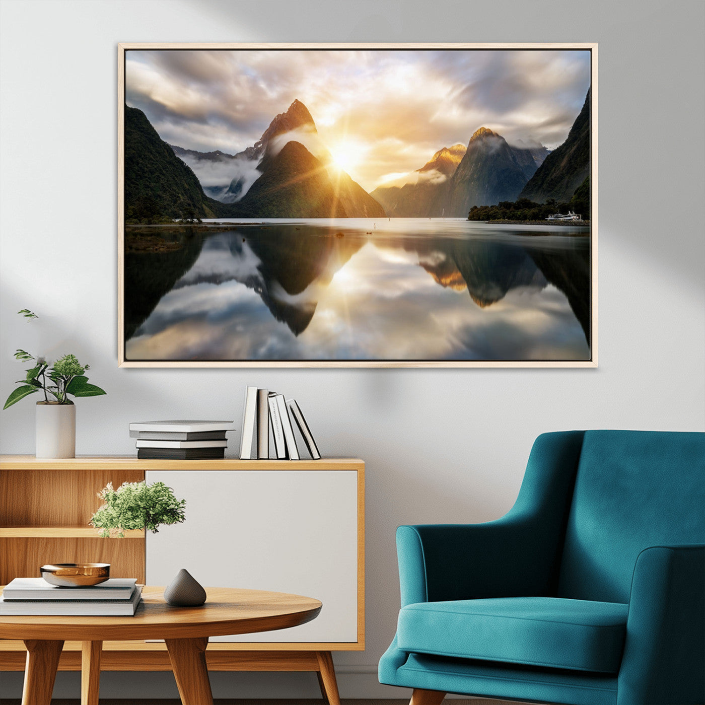 78842-MGV-CV-36X24-Sunrise Mountain Reflection Wall Art – Stunning Nature Landscape Canvas Print for Home, Office, Living Room or Relaxing Space