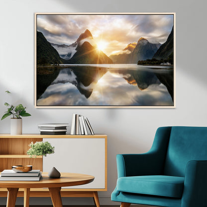 78842-MGV-CV-36X24-Sunrise Mountain Reflection Wall Art – Stunning Nature Landscape Canvas Print for Home, Office, Living Room or Relaxing Space