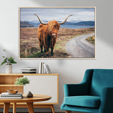 56121-MGV-CV-36X24-Rustic Highland Cow Wall Art – Panoramic Nature Canvas Print, Perfect Decor for Home, Office, Living Room or Man Cave