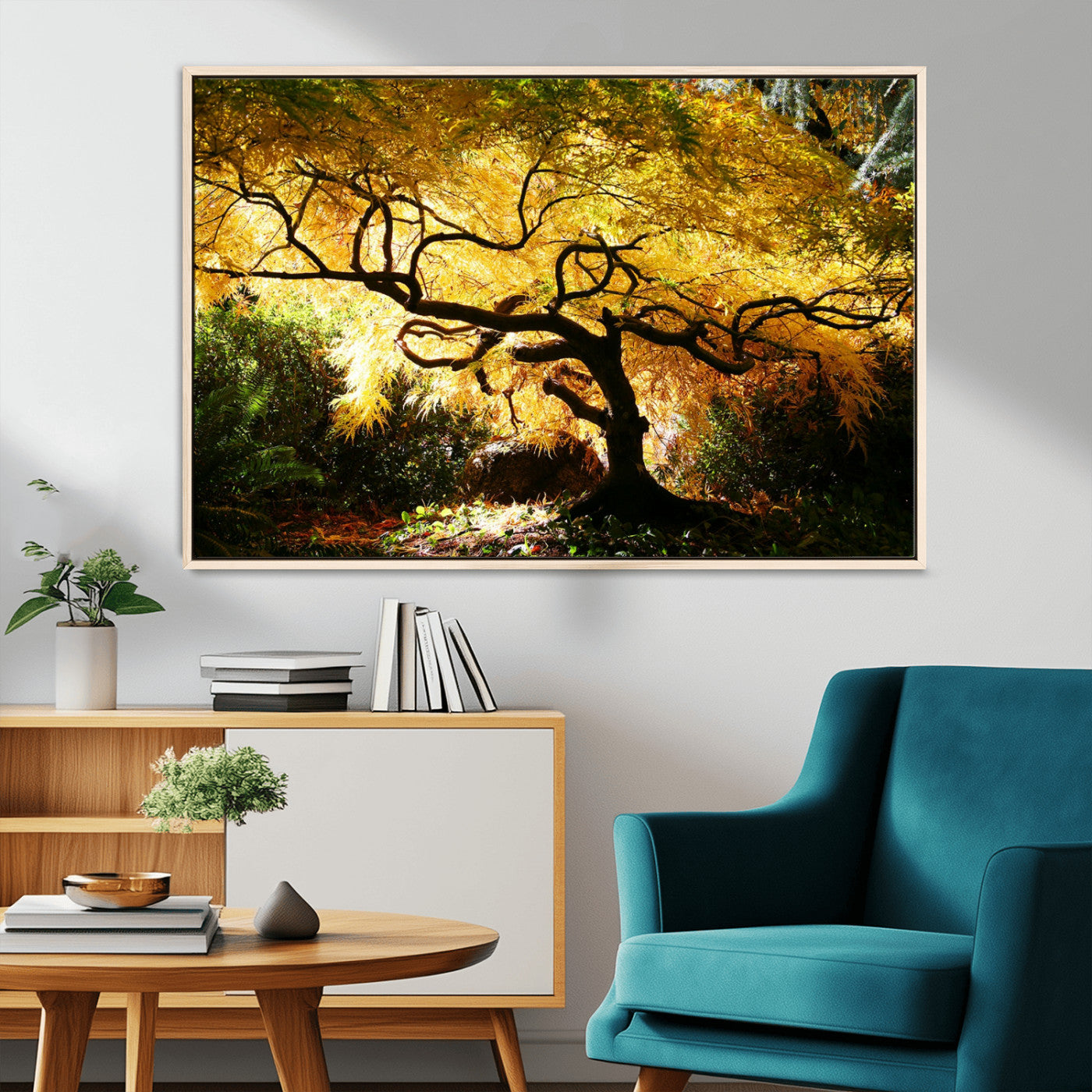 19067-MGV-CV-36X24-Golden Canopy Wall Art – Panoramic Autumn Tree Canvas Print, Warm Seasonal Decor for Living Room, Office or Garden Space