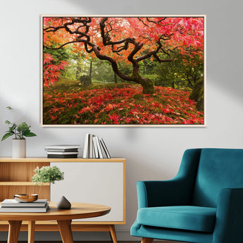 73343-MGV-CV-36X24-Autumn Maple Wall Art – Panoramic Vibrant Red Maple Tree Canvas Print, Seasonal Nature Decor for Office, Living Room or Garden