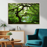 18094-MGV-FC-36X24_Natural-Emerald Canopy Wall Art – Panoramic Lush Green Tree Canvas Print, Serene Nature Decor for Office, Living Room or Meditation Space