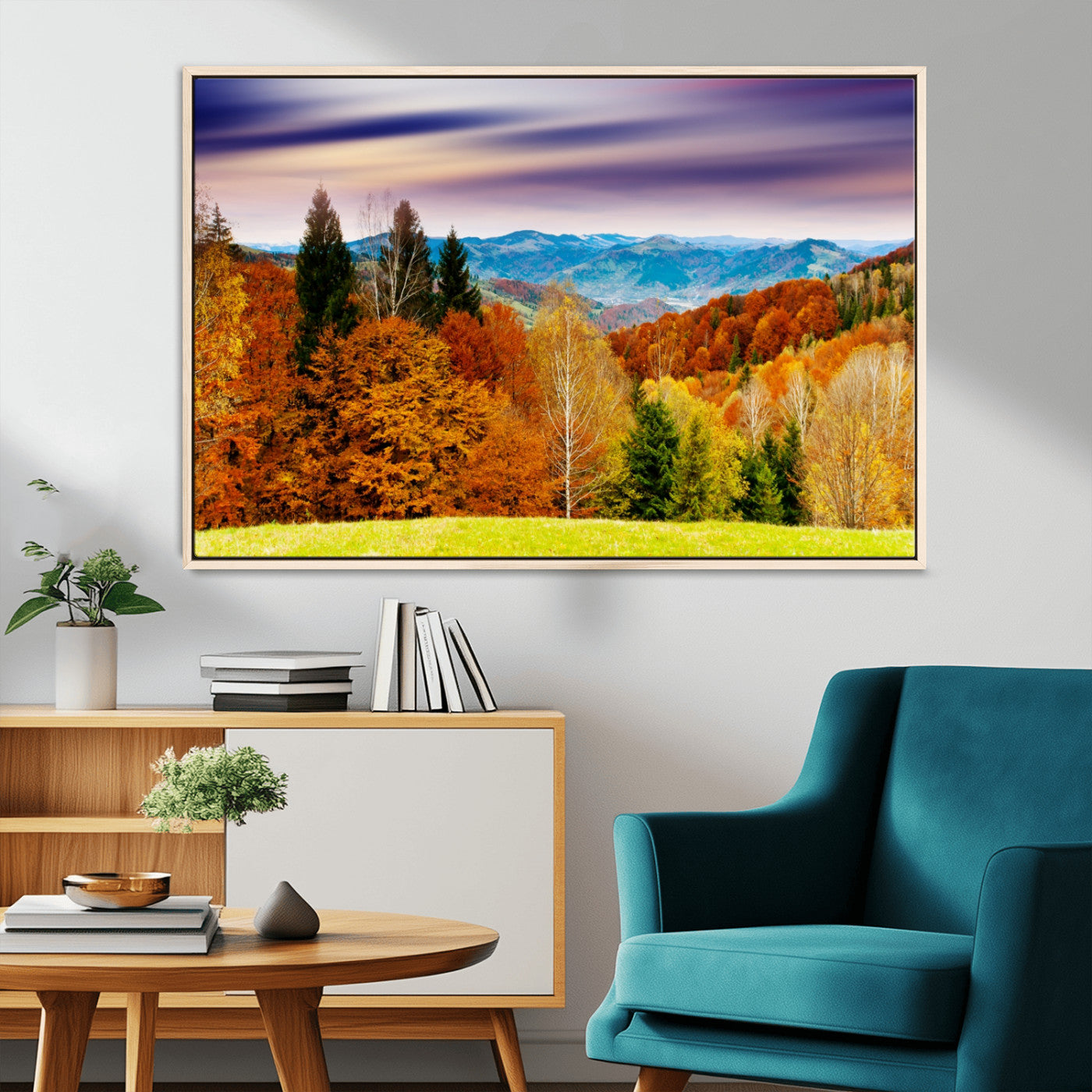 58007-MGV-CV-36X24-Autumn Mountain Landscape Wall Art – Stunning Fall Forest Canvas Print, Cozy Nature Decor for Home or Office