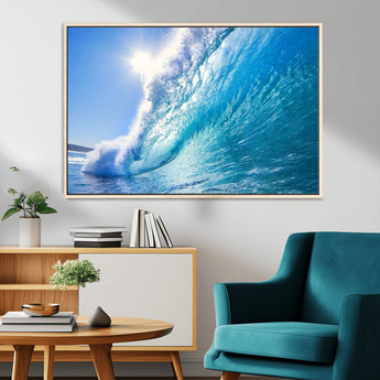 37494-MGV-FC-36X24_Natural-Ocean Wave Canvas Art – Stunning Blue Wave Photography, Coastal Wall Decor for Living Room, Bedroom or Office