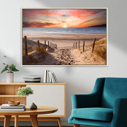 78111-MGV-FC-36X24_Natural-Sunset Pathway Wall Art – Panoramic Coastal Canvas Print, Tranquil Beach Decor for Living Room, Office or Bedroom