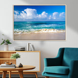 60364-MGV-FC-36X24_Natural-Tropical Ocean Wave Wall Art – Serene Blue Sea and White Sand Beach Canvas Print, Coastal Landscape Decor for Living Room, Bedroom