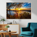 71863-MGV-CV-36X24-Lake Sunset Wall Art – Scenic Nature Canvas Print with Trees and Golden Sky, Serene Landscape Decor for Living Room, Bedroom or