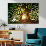 52150-MGV-CV-36X24-Majestic Tree Wall Art – Large Nature Canvas Print with Sunlight Through Branches, Rustic Forest Decor for Living Room, Bedroom or