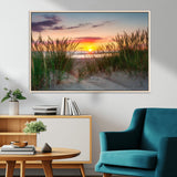 25576-MGV-FC-36X24_Natural-Beach Grass Sunset Wall Art – Coastal Sand Dune Landscape Canvas Print, Ocean View Nature Decor for Living Room or Office Wall