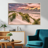 60570-MGV-FC-36X24_Natural-Beach Sunset Wall Art – Coastal Sand Dunes and Ocean Horizon Canvas Print, Tranquil Seascape Photography Decor for Living Room or