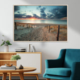 25788-MGV-FC-36X24_Natural-Sunset Beach Path Wall Art – Scenic Coastal Dunes and Ocean Canvas Print, Tranquil Seaside Landscape Decor for Living Room or