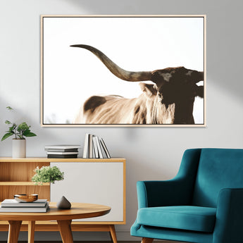 35866-MGV-CV-36X24-Texas Longhorn Wall Art – Rustic Western Bull Canvas Print, Farmhouse Animal Photography Decor for Living Room, Office, or Ranch