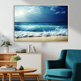 84116-MGV-FC-36X24_Natural-Ocean Wave Wall Art – Blue Sea and Beach Canvas Print, Coastal Seascape Photography Artwork for Living Room, Bedroom, or Office