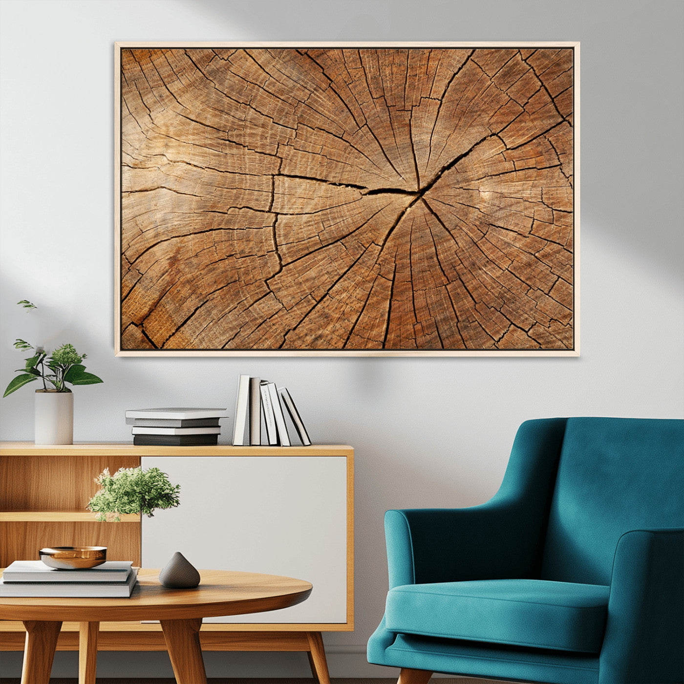 61710-MGV-FC-36X24_Natural-Tree Rings Wall Art – Rustic Wood Grain Canvas Print of Tree Trunk Cross Section, Nature Inspired Decor for Cabin, Office, Living