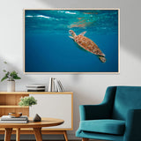 91440-MGV-FC-36X24_Natural-Sea Turtle Wall Art – Ocean Turtle Canvas Print, Underwater Marine Life Decor for Living Room, Office, Beach House or Bathroom