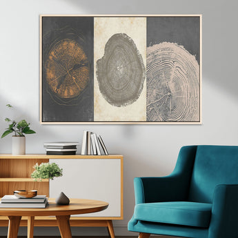 80725-MGV-CV-36X24-Wood Tree Rings Wall Art Canvas Print, Framed Tree Rings Art Picture Print, Abstract Tree Rings Perfect Modern Boho Decor Artwork