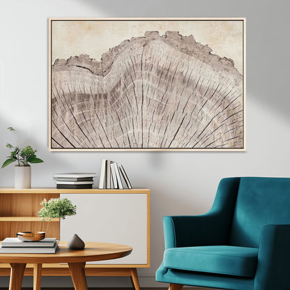 67528-MGV-CV-36X24-Wood Ring Wall Art Canvas Print, Framed Tree Ring Art Picture Print, Rustic Tree Ring Perfect Neutral Boho Decor Artwork