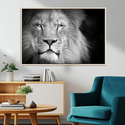 94453-MGV-FC-36X24_Natural-Lion Portrait Wall Art – Black and White King of the Jungle Canvas Print, Safari Wildlife Decor for Office, Bedroom, or Living