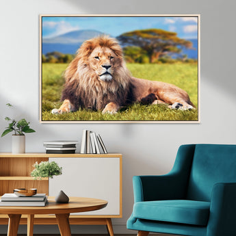 67826-MGV-FC-36X24_Natural-Majestic Lion Wall Art – King of the Jungle Canvas Print, Safari Wildlife Decor for Living Room, Office, or Man Cave