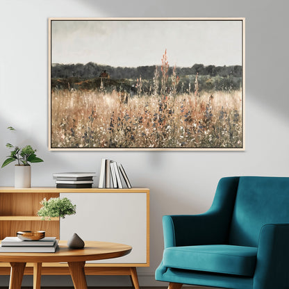 46308-MGV-CV-36X24-Wildflower Field Wall Art – Rustic Meadow Landscape Canvas Print, Country Nature Decor for Living Room, Bedroom or Farmhouse