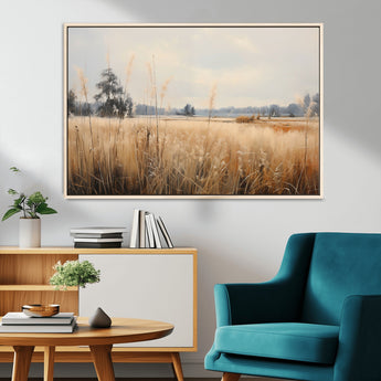 38193-MGV-CV-36X24-Golden Meadow Wall Art – Serene Grassland Landscape Canvas Print, Rustic Nature Decor for Bedroom, Living Room or Farmhouse