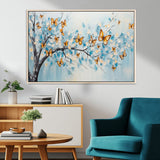 59455-MGV-CV-36X24-Butterfly Tree Branch Wall Art – Blue and Yellow Abstract Canvas Print, Modern Nature Artwork for Living Room, Bedroom or Office