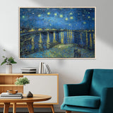 94605-MGV-CV-36X24-Starry Night Over the Rhone Wall Art – Vincent van Gogh Canvas Print, Famous Impressionist Painting for Living Room, Office