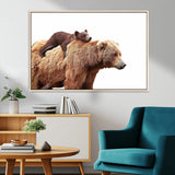 76943-MGV-CV-36X24-Mom Bear Wall Art Canvas Print, Framed Bear Photography Art Picture Print, Rustic Bear and Cub Perfect Rustic Farmhouse Decor