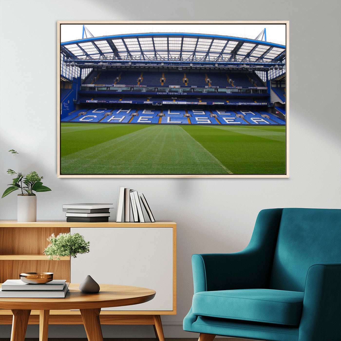59508-MGV-CV-36X24-Chelsea Stadium Wall Art – Stamford Bridge Football Arena Canvas Print, Iconic Soccer Artwork for Living Room, Office, Game Room