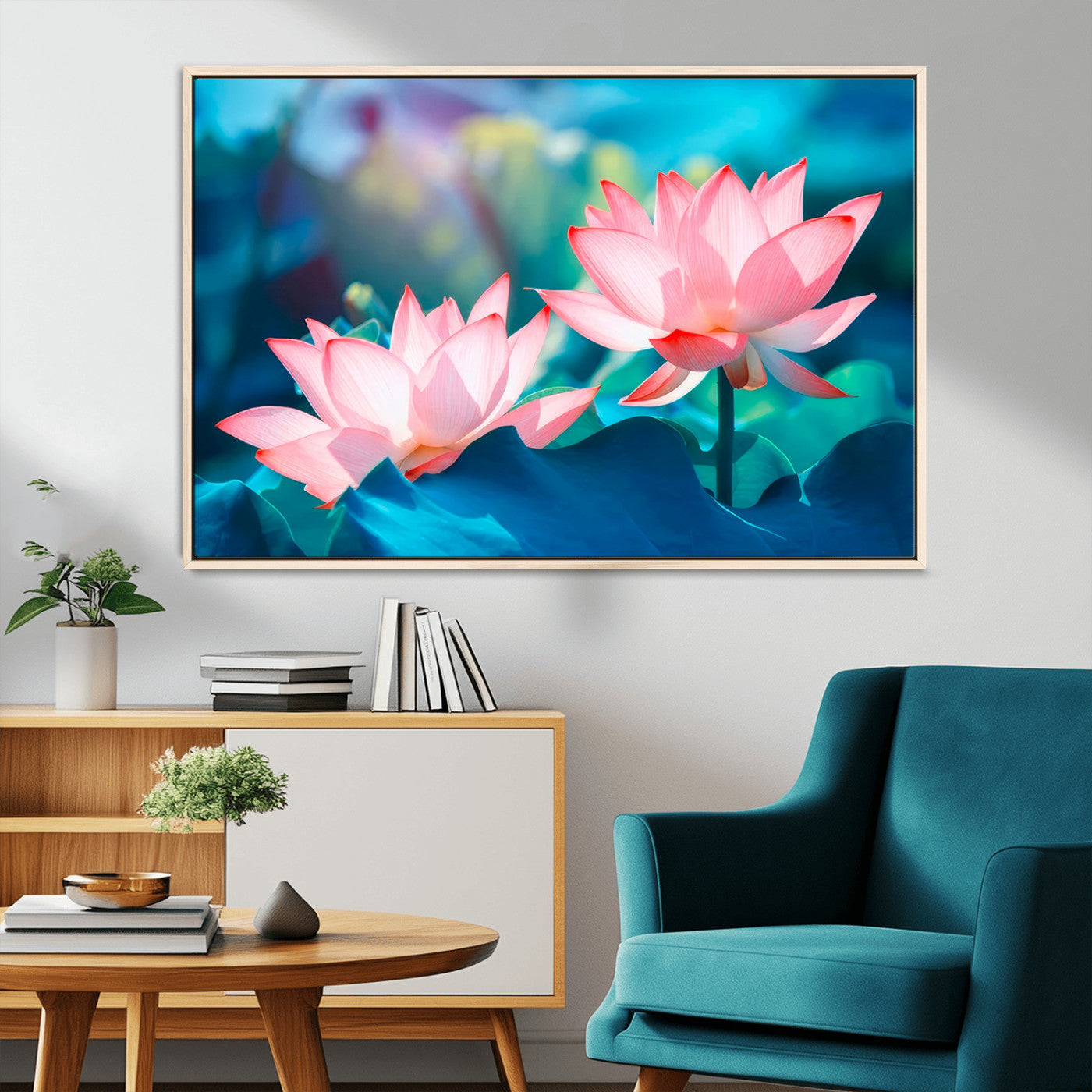 32559-MGV-CV-36X24-Lotus Flower Wall Art – Pink Water Lily Canvas Print, Tranquil Nature Decor for Living Room, Bedroom or Meditation Space