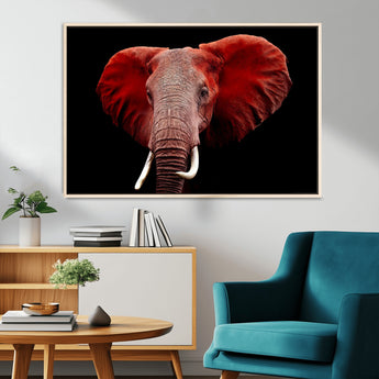 14788-MGV-CV-36X24-Red Elephant Wall Art – Bold Wildlife Canvas Print, African Safari Animal Decor for Living Room, Bedroom or Office