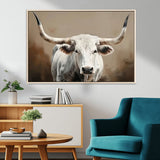 61423-MGV-CV-36X24-Longhorn Bull Wall Art – Rustic Western Texas Steer Canvas Print, Cowboy Farmhouse Decor for Living Room, Bedroom, Office or Ranch