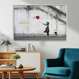 50559-MGV-CV-36X24-Banksy Girl with Balloon Wall Art – Famous Street Graffiti Canvas Print, Modern Urban Artwork for Living Room, Bedroom or Office