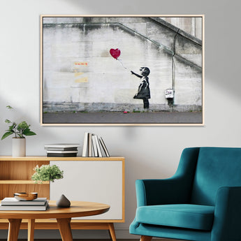 50559-MGV-CV-36X24-Banksy Girl with Balloon Wall Art – Famous Street Graffiti Canvas Print, Modern Urban Artwork for Living Room, Bedroom or Office