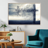 55718-MGV-CV-36X24-Surreal Cross Wall Art – Spiritual Faith Canvas Print, Abstract Christian Artwork with Modern Religious Symbol for Living Room,