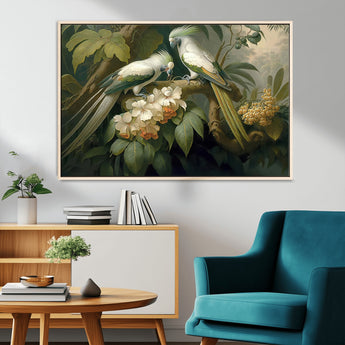 84047-MGV-CV-36X24-Tropical Birds Wall Art – Elegant Botanical Canvas Print, Exotic Nature Decor for Living Room, Bedroom or Office
