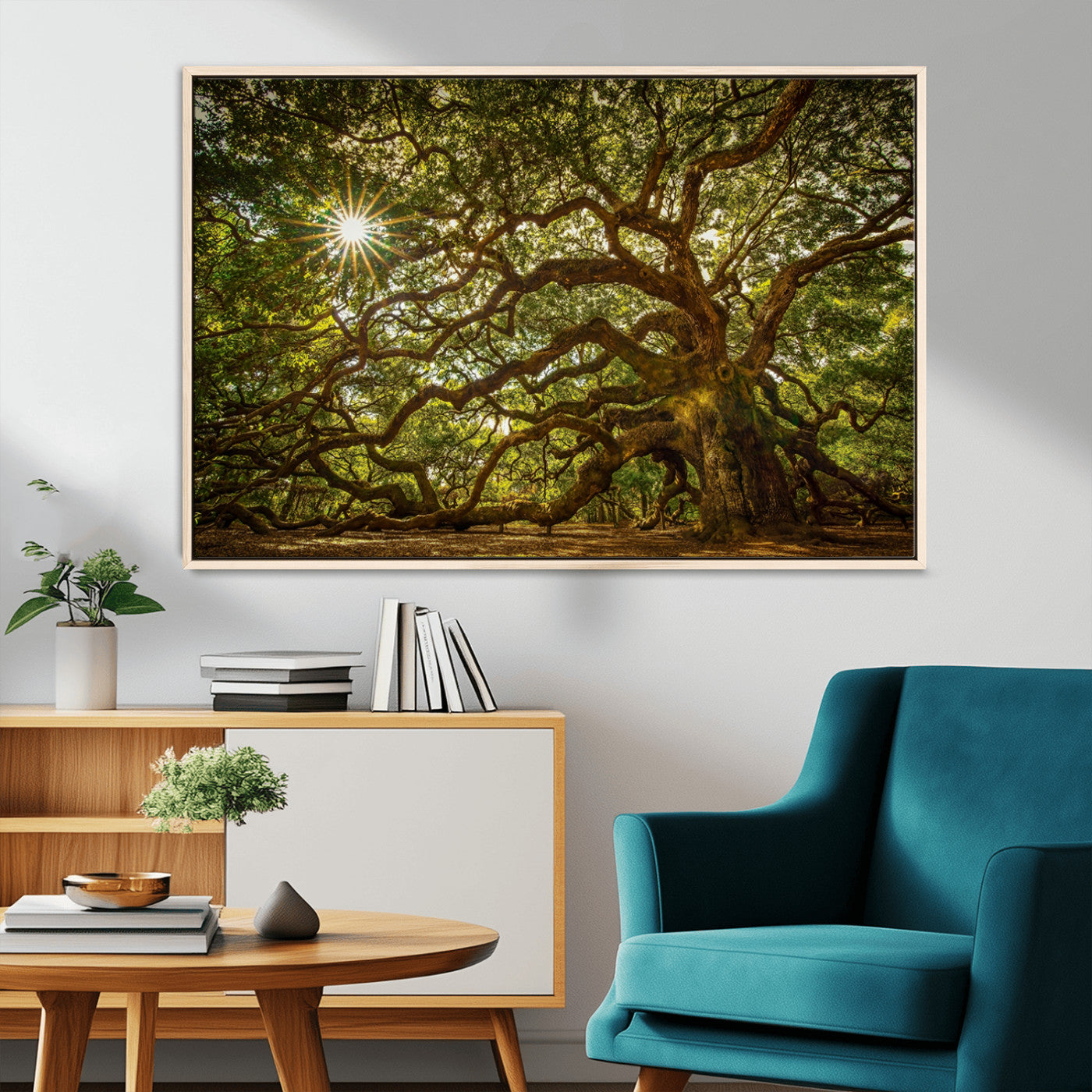 57983-MGV-FC-36X24_Natural-Angel Oak Tree Wall Art Canvas Print, Framed Oak Tree Art Picture Print, Angel Oak Perfect Rustic Nature Decor Artwork