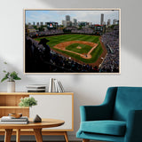 34859-MGV-FC-36X24_Natural-Wrigley Field Wall Art Canvas Print, Framed Chicago Cubs Stadium Art Picture Print, Wrigley Stadium Field Perfect Sport Room Decor