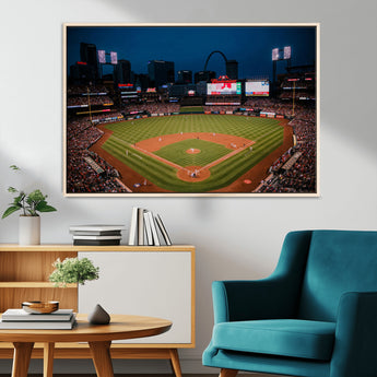 38612-MGV-FC-36X24_Natural-Busch Stadium Wall Art Canvas Print, Framed Missouri Stadium Art Picture Print, Busch Stadium Field Perfect Sports Room Decor