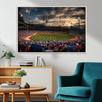 53432-MGV-CV-36X24-Fenway Park Stadium Wall Art Canvas Print, Framed Boston Baseball Stadium Art Picture Print, Massachusetts Fenway Park Perfect