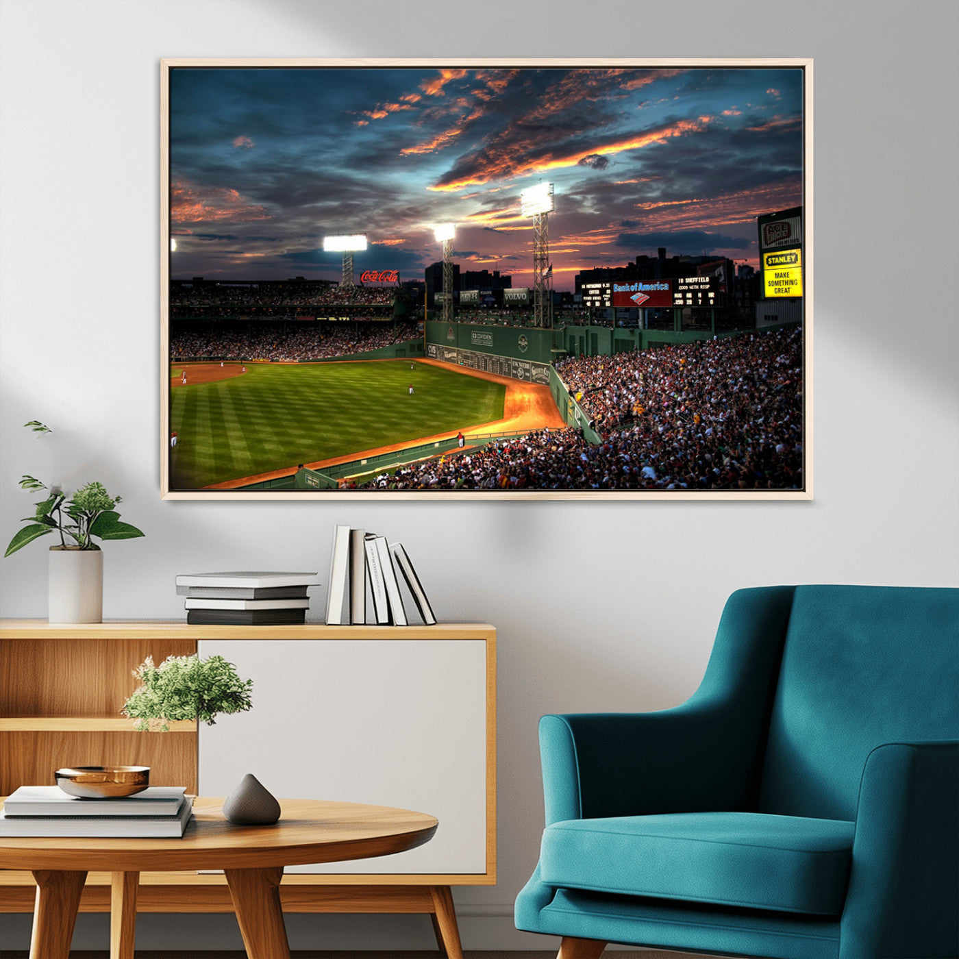 66781-MGV-CV-36X24-Baseball Stadium Wall Art – Canvas Print Evening Game Field Packed Crowd Sunset Sky Sports Photography, Dynamic Decor for Game