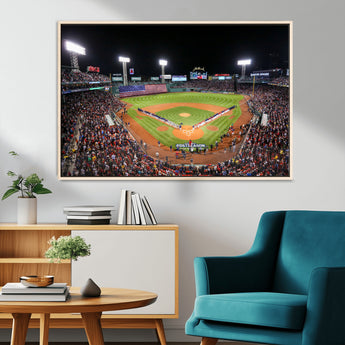 47365-MGV-CV-36X24-Fenway Park Stadium Wall Art Canvas Print, Framed Boston Baseball Stadium Art Picture Print, MLB Stadium Field Perfect Sport Room