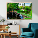57655-MGV-CV-36X24-Golf Course Wall Art – Canvas Print Scenic Green Fairway Stone Bridge Water Reflection Landscape, Classic Sports Decor for Office,