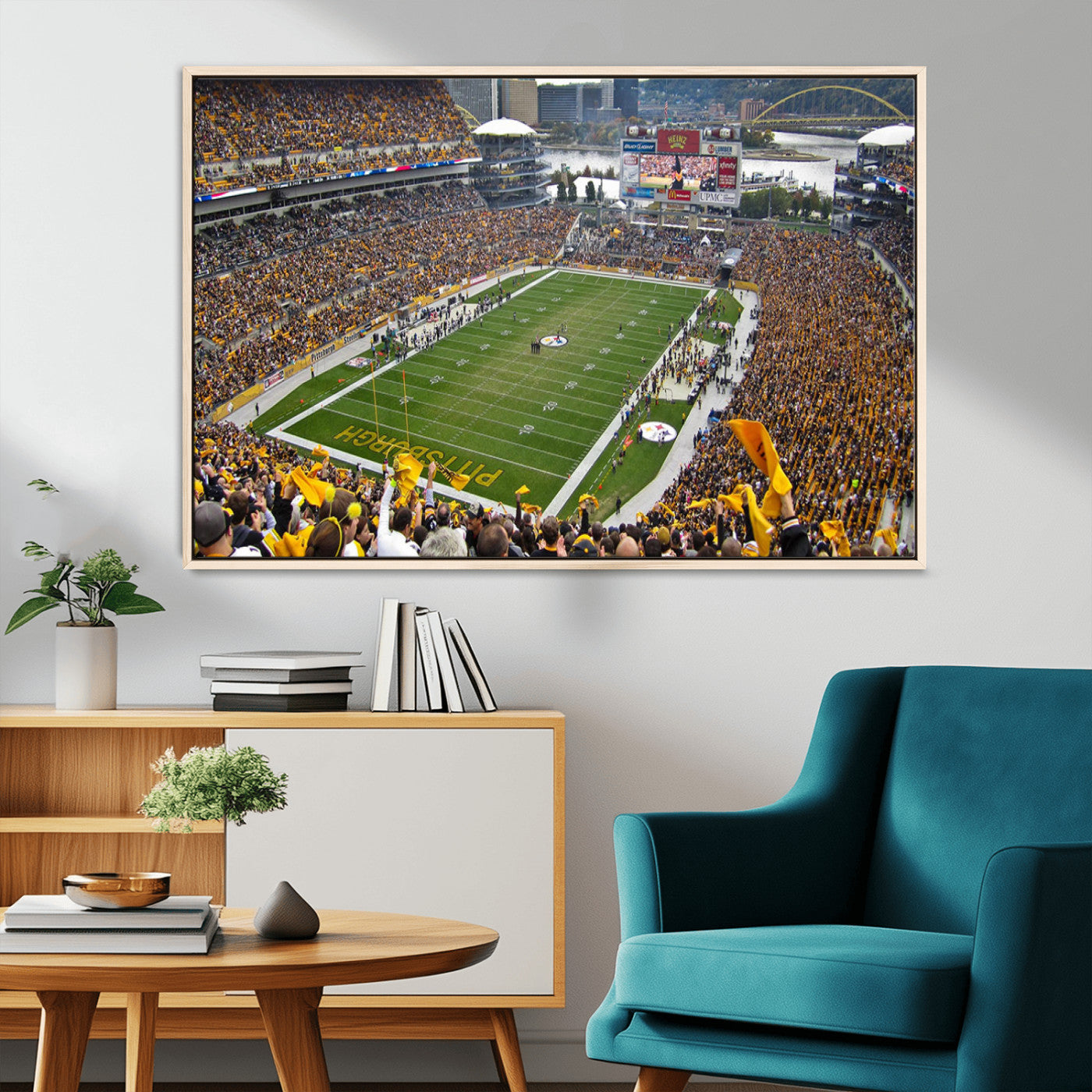 51419-MGV-CV-36X24-Heinz Field Wall Art Canvas Print, Framed Pittsburgh Stadium Field Art Picture Print, Heinz Stadium Field Perfect Sports Room