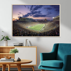 50825-MGV-FC-36X24_Natural-Notre Dame Stadium Wall Art Canvas Print, Framed Indiana Stadium Art Picture Print, Football Stadium Perfect Sports Room Decor