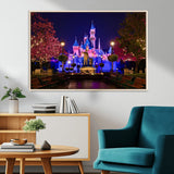 79435-MGV-CV-36X24-Disney Castle Wall Art Canvas Print, Framed Magic Kingdom Art Picture Print, Disney World Perfect Child Room Decor Artwork