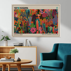24116-MGV-CV-36X24-Yayoi Kusama Wall Art – Vibrant Garden of Abstract Flowers Canvas Print, Colorful Botanical Landscape for Living Room, Bedroom or
