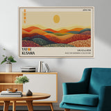 88180-MGV-FC-36X24_Natural-Yayoi Kusama Landscape Wall Art – Abstract Dotted Mountain Canvas Print, Retro Sun Poster for Modern Living Room, Office or