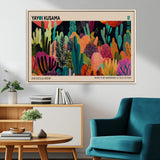 45711-MGV-FC-36X24_Natural-Yayoi Kusama Wall Art Canvas Print, Framed Abstract Yayoi Kusama Art Picture Print, Japanese Wabi Sabi Perfect Modern Abstract