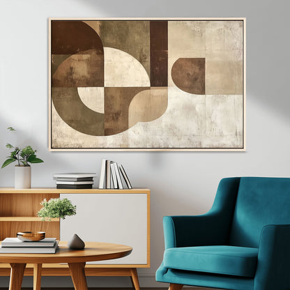 59767-MGV-CV-36X24-Abstract Geometric Shapes Wall Art – Modern Minimalist Canvas Print, Neutral Brown Beige Tan Artwork for Living Room, Bedroom,